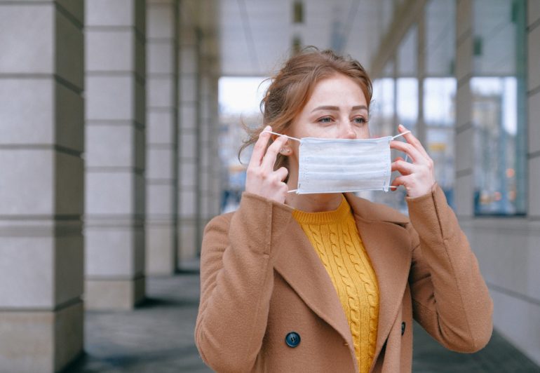 Woman wearing mask